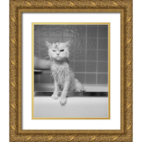 Berts Bath Gold Ornate Wood Framed Art Print with Double Matting by Flad, James