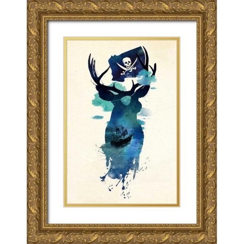 Captain Hook Gold Ornate Wood Framed Art Print with Double Matting by Farkas, Robert