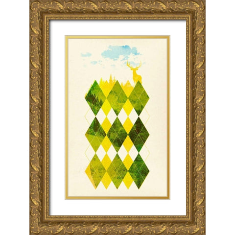 Elegant Forest Gold Ornate Wood Framed Art Print with Double Matting by Farkas, Robert