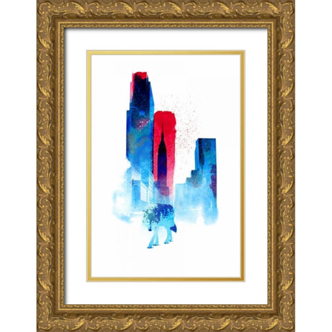 The Wolf of the City Gold Ornate Wood Framed Art Print with Double Matting by Farkas, Robert