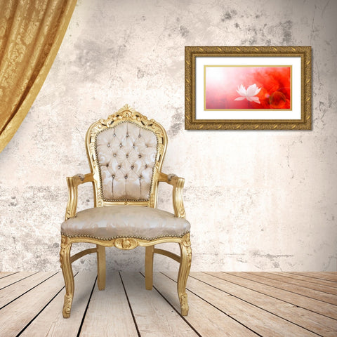 Lotus in Flames Gold Ornate Wood Framed Art Print with Double Matting by Farzad, Bahman