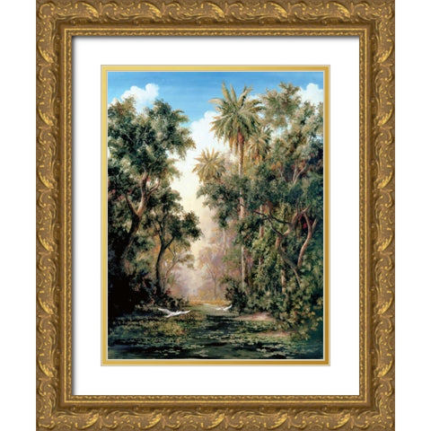 Birds on Lost River Gold Ornate Wood Framed Art Print with Double Matting by Fronckowiak, Art