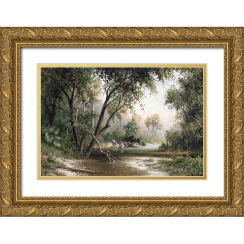 Forked Creek Gold Ornate Wood Framed Art Print with Double Matting by Fronckowiak, Art