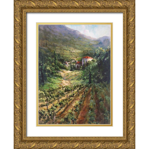 Tuscany Vineyard Gold Ornate Wood Framed Art Print with Double Matting by Fronckowiak, Art