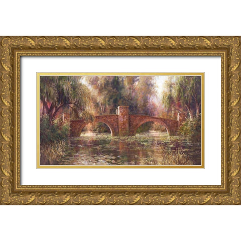 Willow Bridge Gold Ornate Wood Framed Art Print with Double Matting by Fronckowiak, Art