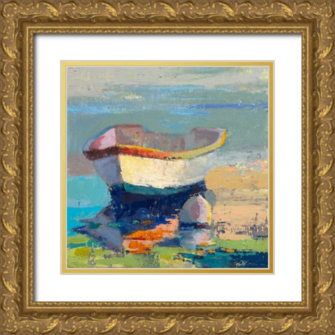 Bottle Green Boat Gold Ornate Wood Framed Art Print with Double Matting by Forst, Beth A.