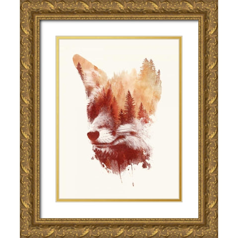 Blind Fox Gold Ornate Wood Framed Art Print with Double Matting by Farkas, Robert