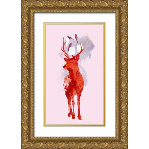Useless Deer Gold Ornate Wood Framed Art Print with Double Matting by Farkas, Robert