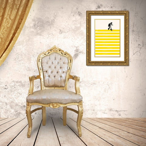 Slide in Stripes Gold Ornate Wood Framed Art Print with Double Matting by Farkas, Robert