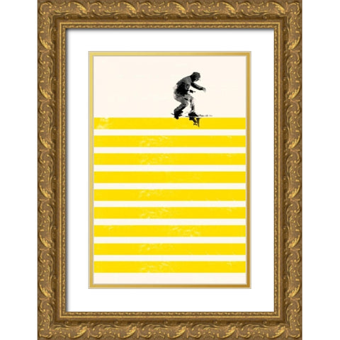 Slide in Stripes Gold Ornate Wood Framed Art Print with Double Matting by Farkas, Robert