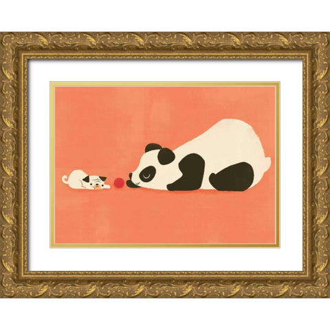 The Pug and The Panda Gold Ornate Wood Framed Art Print with Double Matting by Fleck, Jay