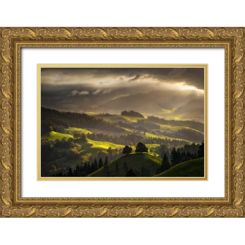 The Shire Gold Ornate Wood Framed Art Print with Double Matting by Fossati, Enrico