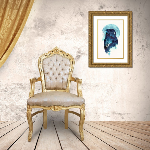 Midnight Owl Gold Ornate Wood Framed Art Print with Double Matting by Farkas, Robert