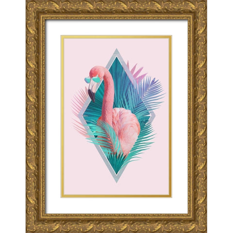 Tropical Leaves Gold Ornate Wood Framed Art Print with Double Matting by Farkas, Robert