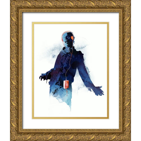 Walkman Dead Gold Ornate Wood Framed Art Print with Double Matting by Farkas, Robert