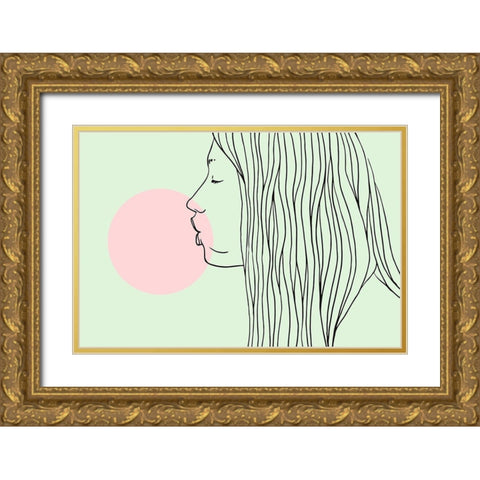 Pink Bubble Gum Gold Ornate Wood Framed Art Print with Double Matting by Farkas, Robert