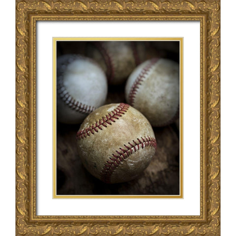 Old Baseball Gold Ornate Wood Framed Art Print with Double Matting by Fielding, Edward M.