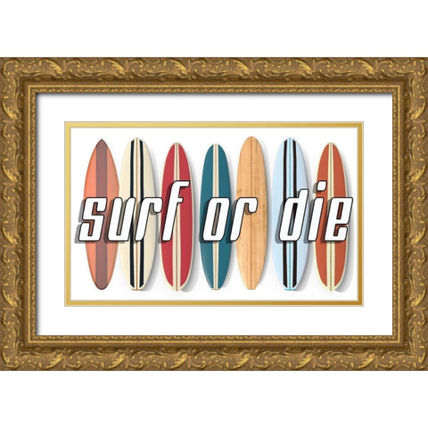 Surf of Die Gold Ornate Wood Framed Art Print with Double Matting by Fielding, Edward M.