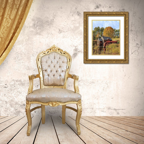 Grist Mill Gold Ornate Wood Framed Art Print with Double Matting by Fielding, Edward M.