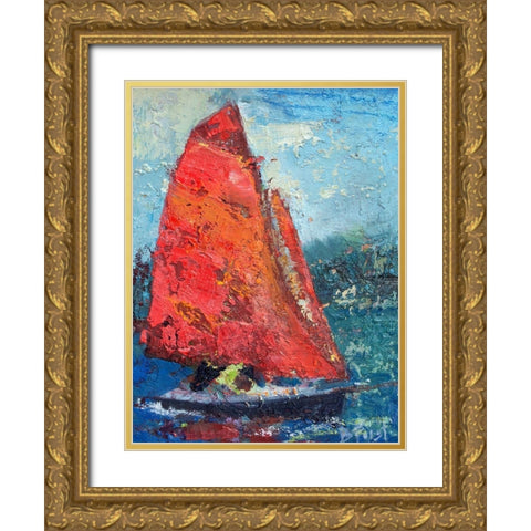 Red Sail Gold Ornate Wood Framed Art Print with Double Matting by Forst, Beth A.