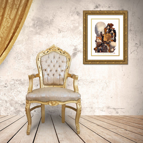 Cant We All Just Get Along Gold Ornate Wood Framed Art Print with Double Matting by Fluharty, Thomas