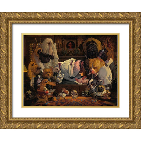 DogFather Gold Ornate Wood Framed Art Print with Double Matting by Fluharty, Thomas