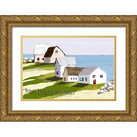 Cottages By The Sea Gold Ornate Wood Framed Art Print with Double Matting by Finn, Tina