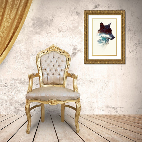 Night Swim Gold Ornate Wood Framed Art Print with Double Matting by Farkas, Robert