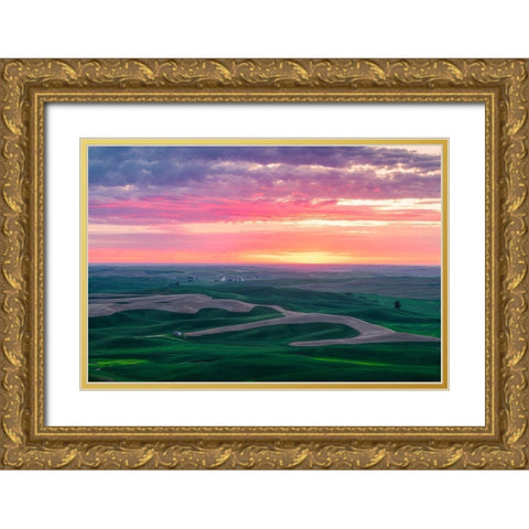 Palouse Sunset Gold Ornate Wood Framed Art Print with Double Matting by Getty, Bruce