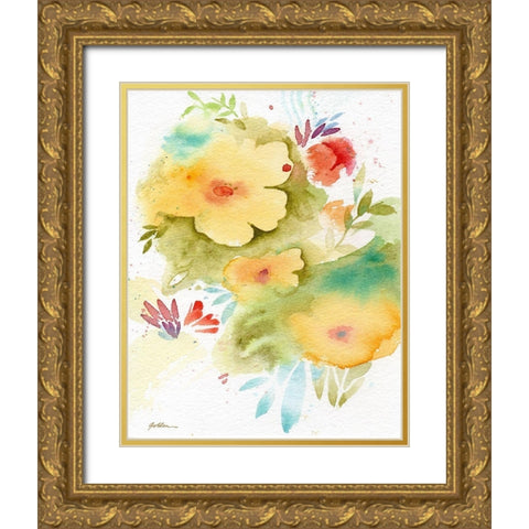 Fiesta Flowers Gold Ornate Wood Framed Art Print with Double Matting by Golden, Sheila