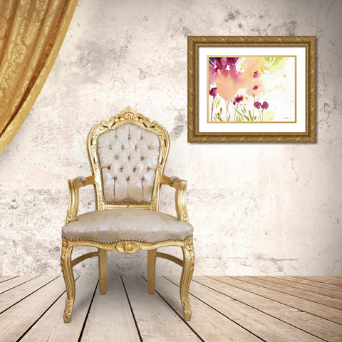 Maroon Gold Ornate Wood Framed Art Print with Double Matting by Golden, Sheila