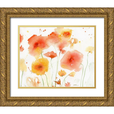 Orange Yellow Gold Ornate Wood Framed Art Print with Double Matting by Golden, Sheila