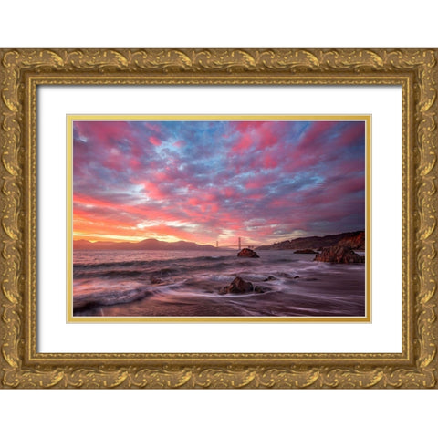 Memorable Gold Ornate Wood Framed Art Print with Double Matting by Gordon, Dave