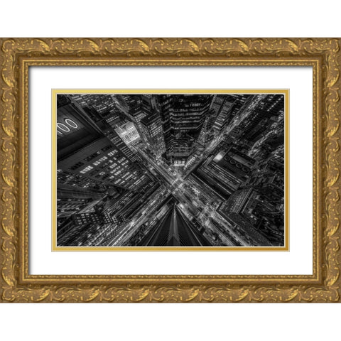 Park Avenue New York Gold Ornate Wood Framed Art Print with Double Matting by Getty, Bruce