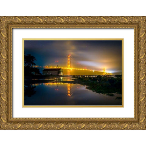 Dark Night Gold Ornate Wood Framed Art Print with Double Matting by Gordon, Dave
