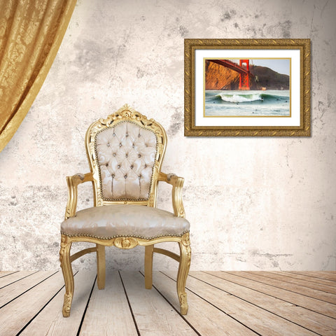 Golden Surf Gold Ornate Wood Framed Art Print with Double Matting by Gordon, Dave