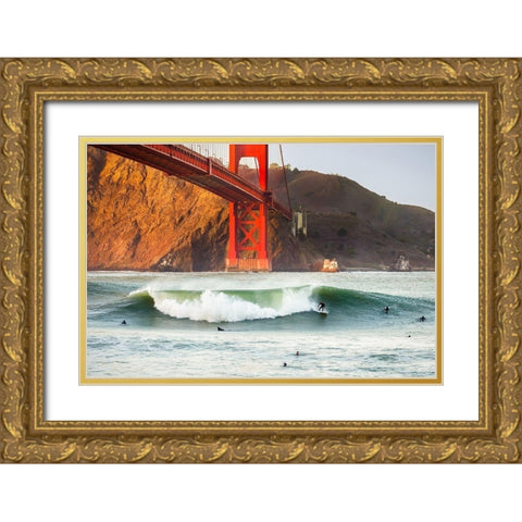 Golden Surf Gold Ornate Wood Framed Art Print with Double Matting by Gordon, Dave