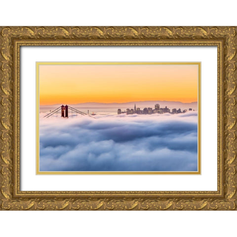 Morning Fog Gold Ornate Wood Framed Art Print with Double Matting by Gordon, Dave