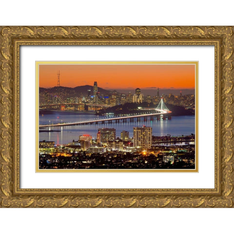 Bay Bridge from Berkeley Gold Ornate Wood Framed Art Print with Double Matting by Gavrilis, John