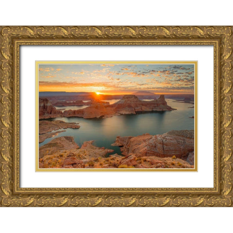 Gunsight Sunrise Gold Ornate Wood Framed Art Print with Double Matting by Gavrilis, John