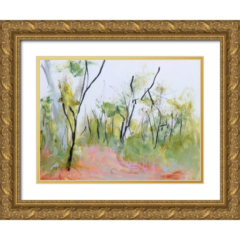 Loop Trail Through Swamp Oak Woodland Gold Ornate Wood Framed Art Print with Double Matting by Gordon, Ann