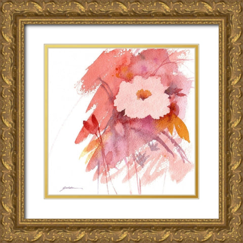 Coral Rose Gold Ornate Wood Framed Art Print with Double Matting by Golden, Sheila