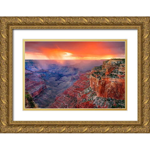 Monsoon Sunset Gold Ornate Wood Framed Art Print with Double Matting by Gavrilis, John