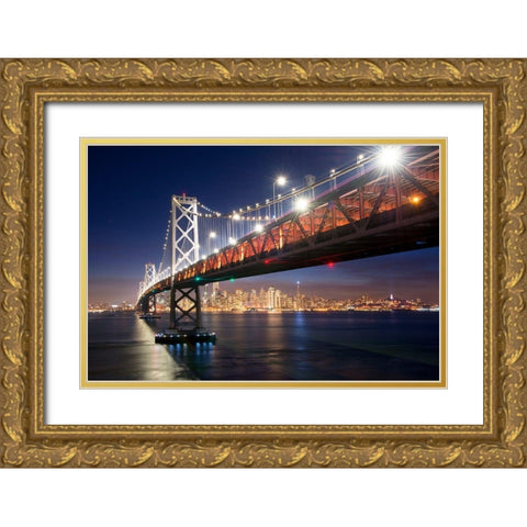 Under The Bay Bridge Gold Ornate Wood Framed Art Print with Double Matting by Gavrilis, John