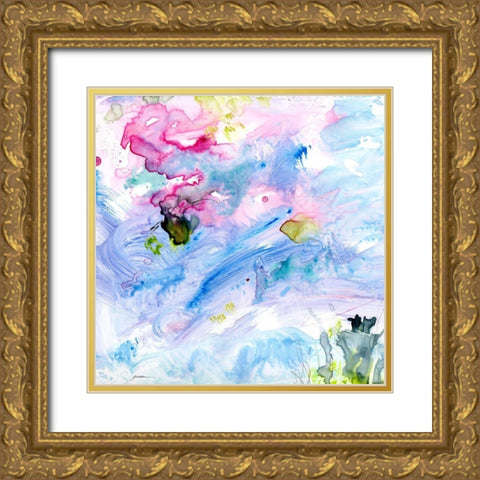 Violet Waters Gold Ornate Wood Framed Art Print with Double Matting by Golden, Sheila