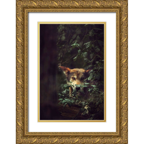Wolf Gold Ornate Wood Framed Art Print with Double Matting by Grippo-Pike, Carrie Ann