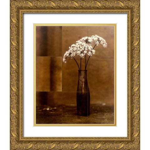 Night Flower Gold Ornate Wood Framed Art Print with Double Matting by Gauthier, Jan