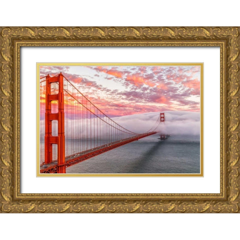 Evening Commute Gold Ornate Wood Framed Art Print with Double Matting by Gordon, Dave