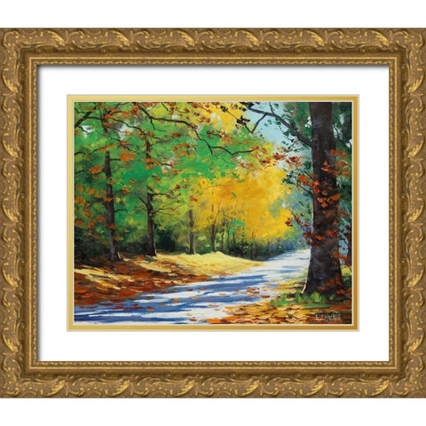 Vibrant Autumn Gold Ornate Wood Framed Art Print with Double Matting by Gercken, Graham