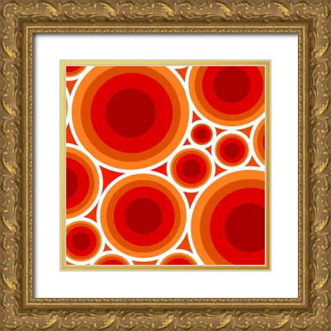 Circles 1 Gold Ornate Wood Framed Art Print with Double Matting by GraphINC